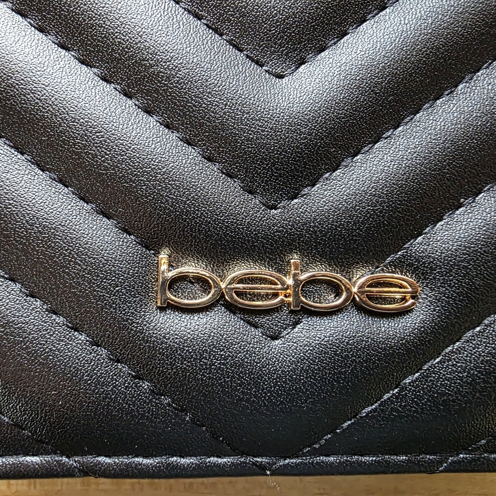 Bebe Black Chevron Quilted Crossbody Bag (PUR7) - Picture 6 of 16